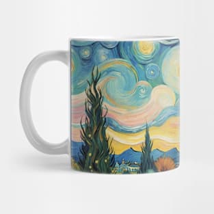 Ethereal Nightfall: Van Gogh's Starry Night-Inspired Landscape Mug